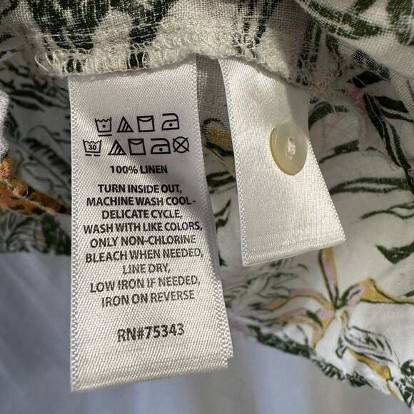Rachel Zoe Medium 100% Linen Top Jungle Camp Shirt Button Up Tropical Resort - Picture 5 of 7